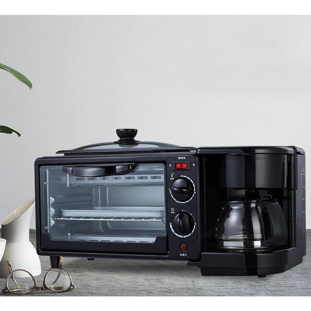Estación de Desayuno 3 en 1: Horno, Tostador y Cafetera