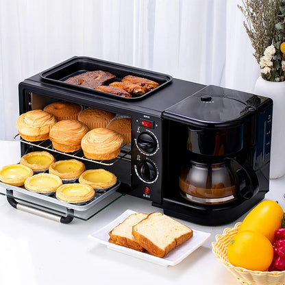 Estación de Desayuno 3 en 1: Horno, Tostador y Cafetera