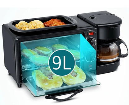 Estación de Desayuno 3 en 1: Horno, Tostador y Cafetera
