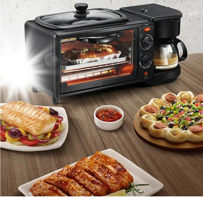 Estación de Desayuno 3 en 1: Horno, Tostador y Cafetera