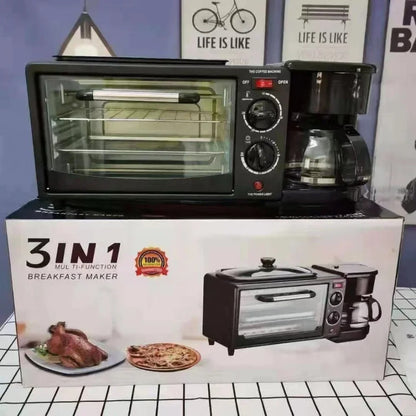 Estación de Desayuno 3 en 1: Horno, Tostador y Cafetera